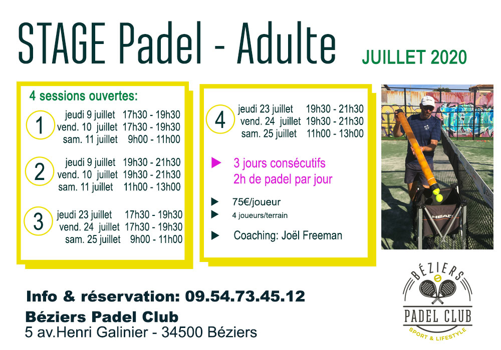 STAGES PADEL ADULTES