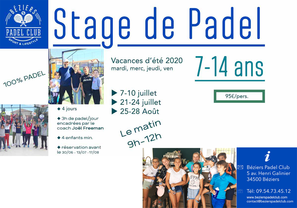 Stages de Padel Kids Juin 2020