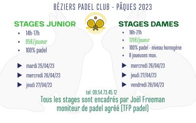 Stages Padel Pâques 2023