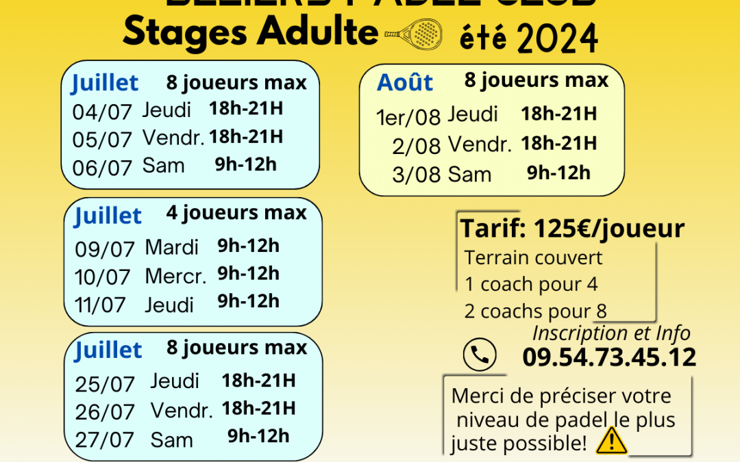 Stages Padel Adulte