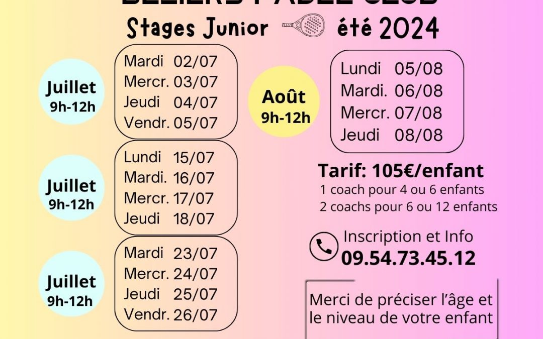Stages Junior été 2024